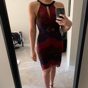 ASTR Lace tie-neck dress